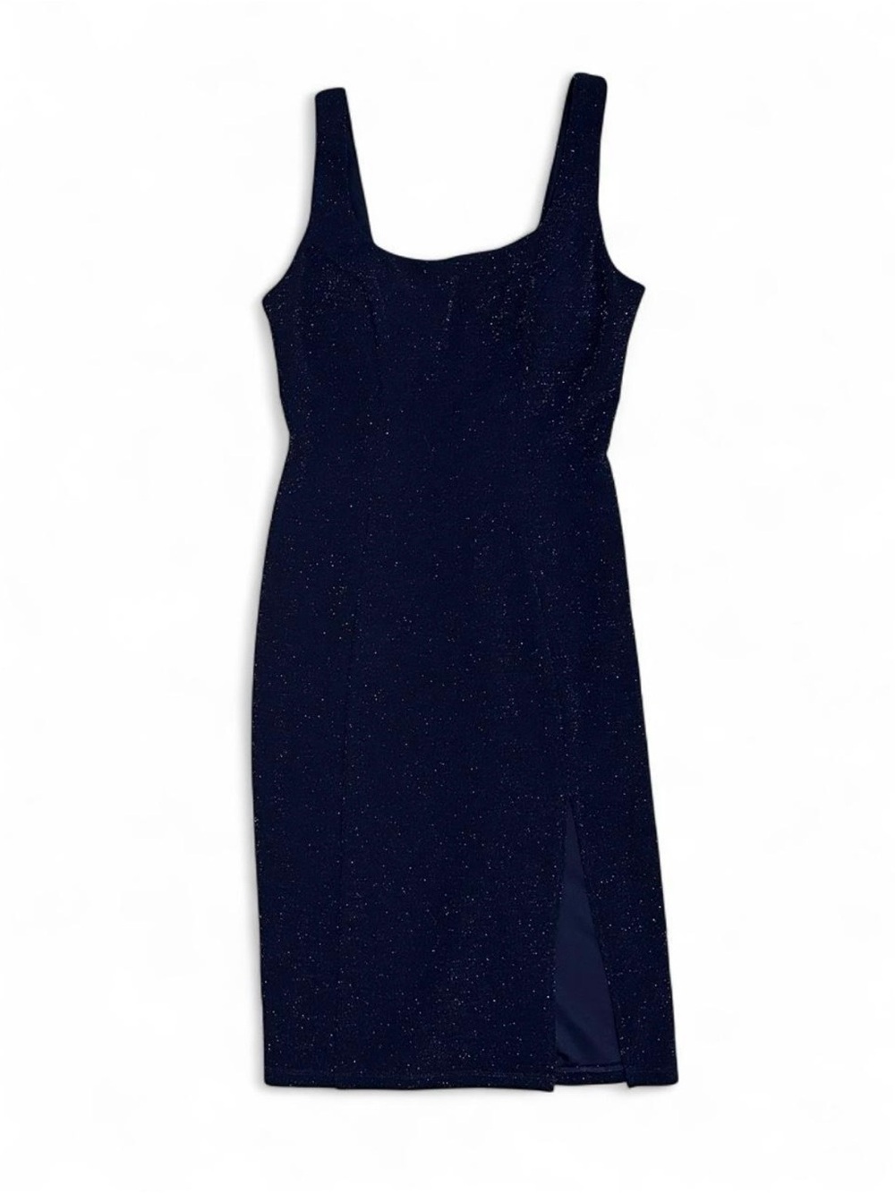 Women’s Sequin Hearts Navy Blue and Gold Sleeveless Zip Up Cocktail Dress Size 7